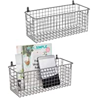 mDesign Juego de 2 estantes de pared de metal – Estantería de rejilla mediana para pasillo- dormitorio- etc…